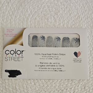 Color Street Blue/Silver Glitter Nail Polish Strips